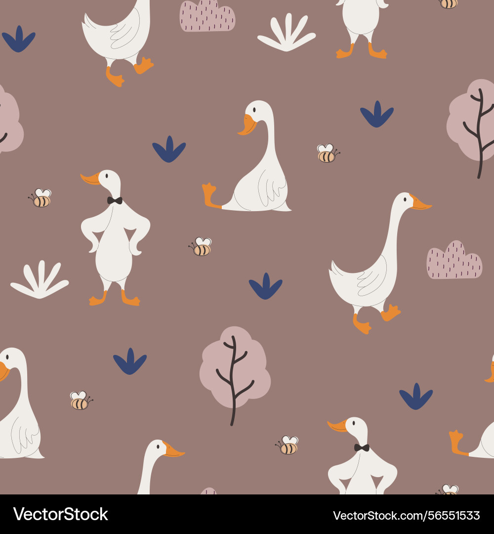 Geese seamless pattern Vector Image