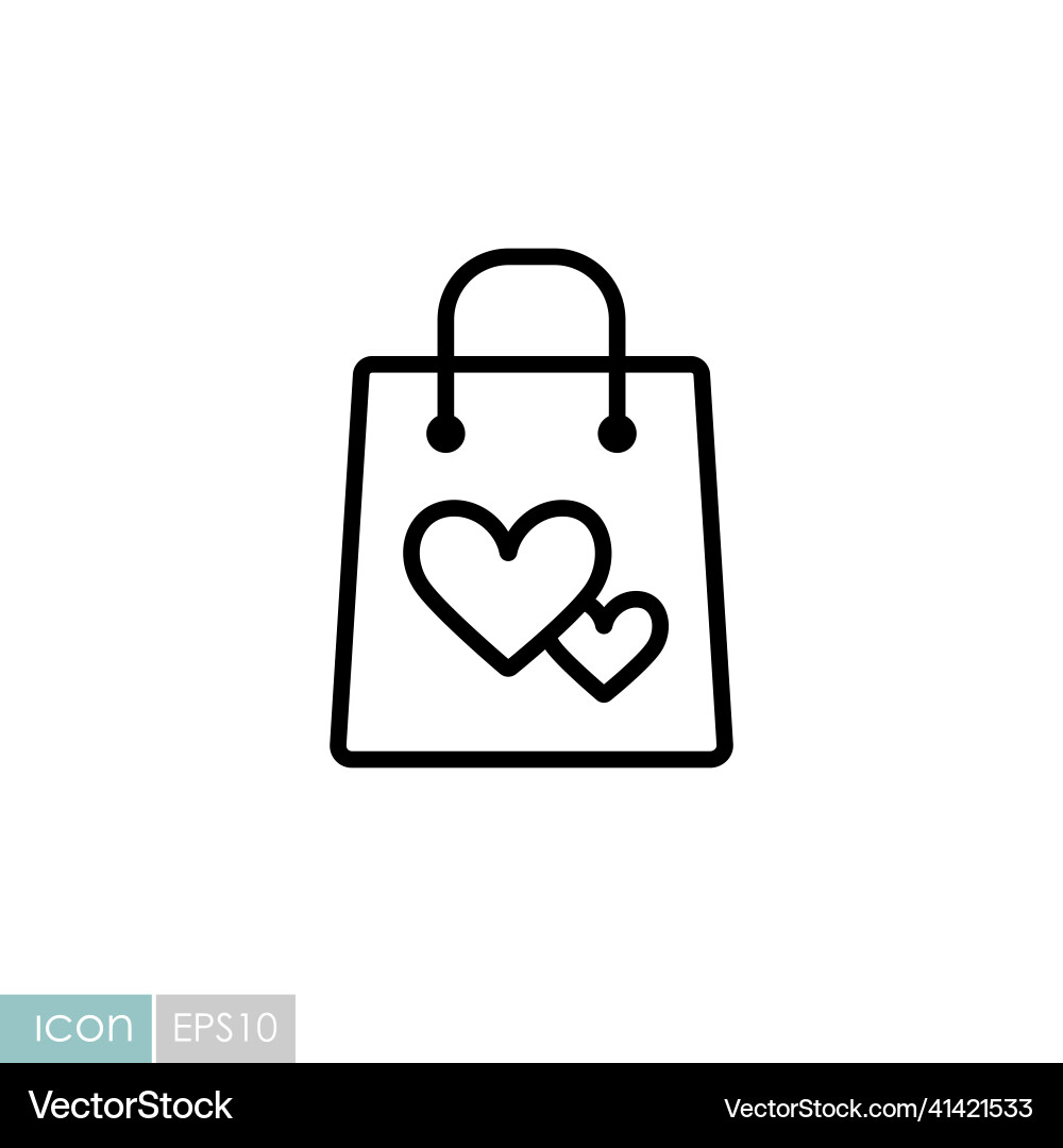 Gist bag with heart icon graph symbol for retail vector image