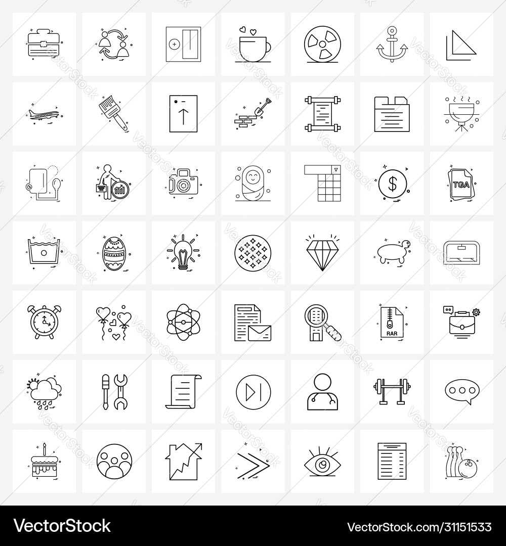 Isolierte Symbole Set 49 einfache Zeilensymbole Vektorbild