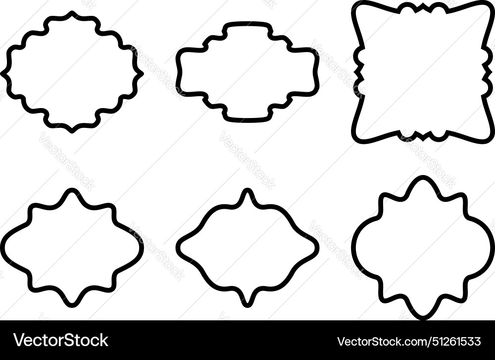 Label frame shape line pictogram symbol visual set Vector Image
