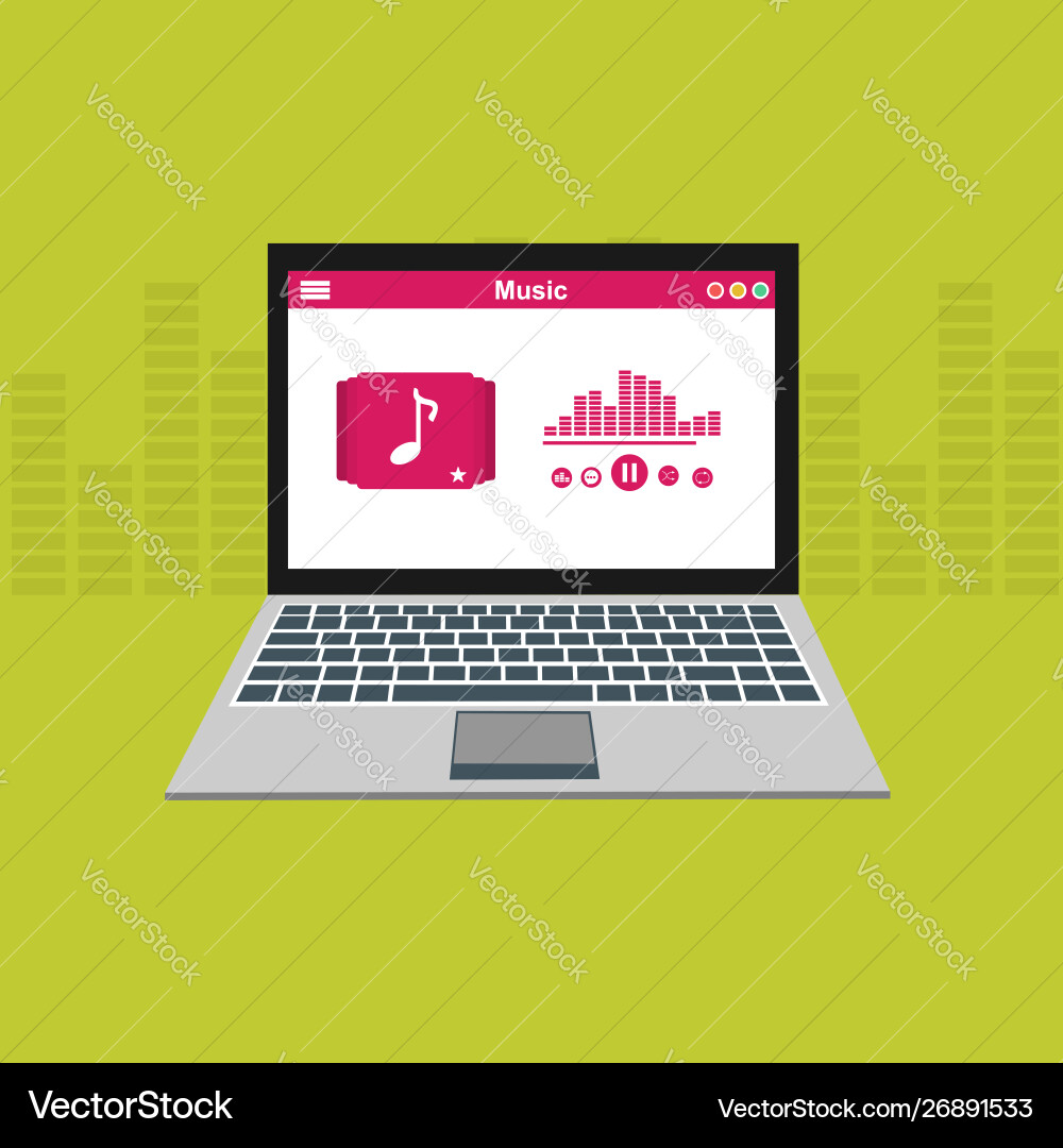 Media player application app template with flat Media player application app template with flat vector image