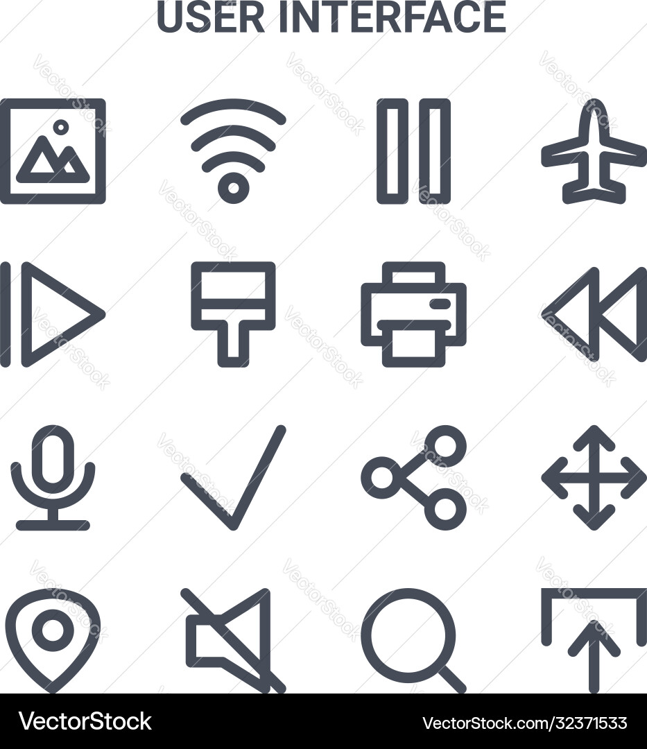 Set 16 user interface concept line icons 64x64 Set 16 user interface concept line icons 64x64 vector image