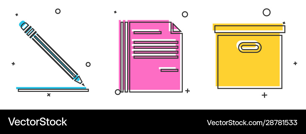 Set pencil with eraser and line file document vector image