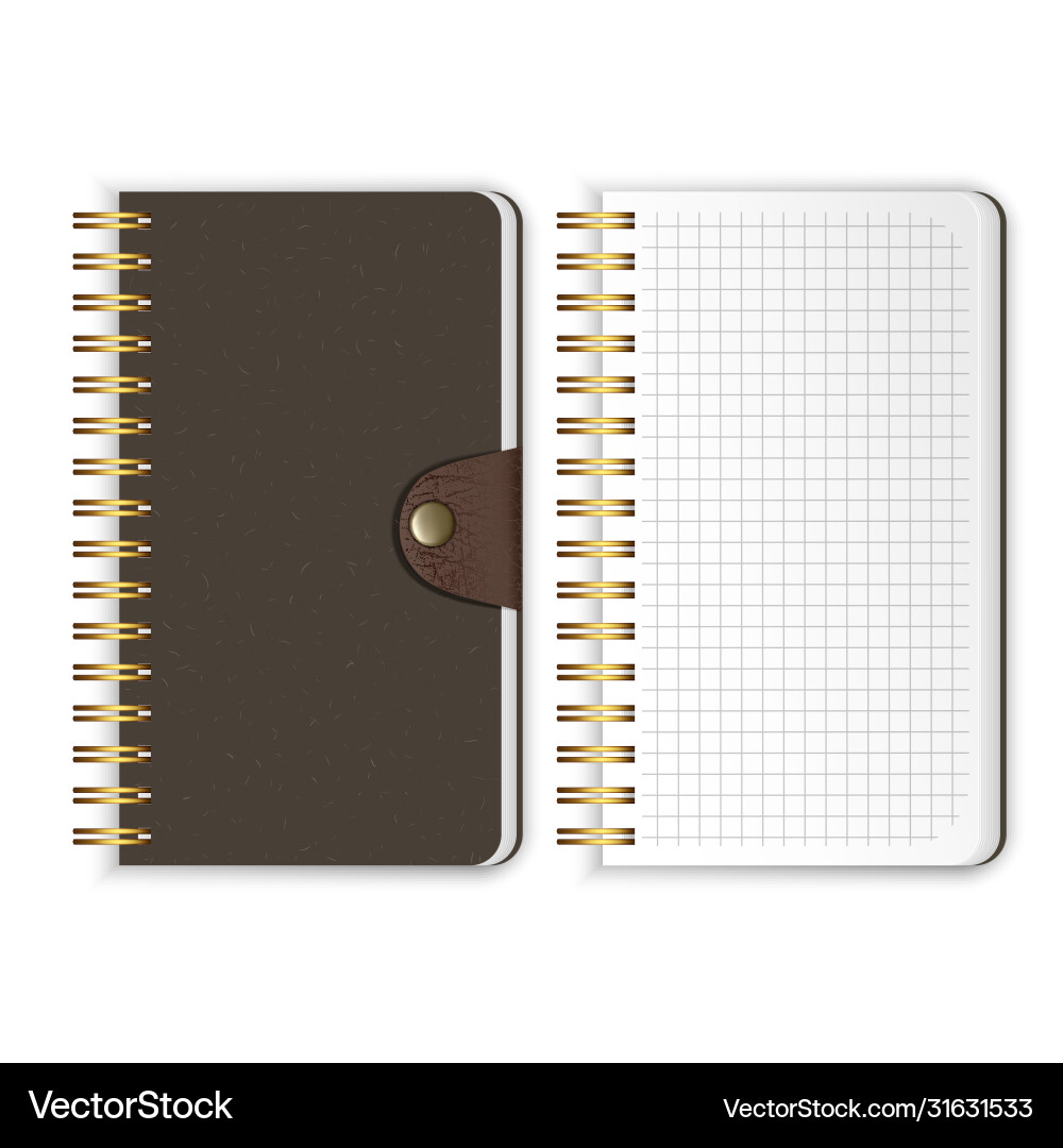 Set realistic notebook blank open and closed vector image