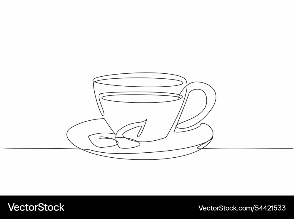 Single Line Zeichnung eine Tasse leckeren grünen Tee Single Line Zeichnung eine Tasse leckeren grünen Tee vektorbild