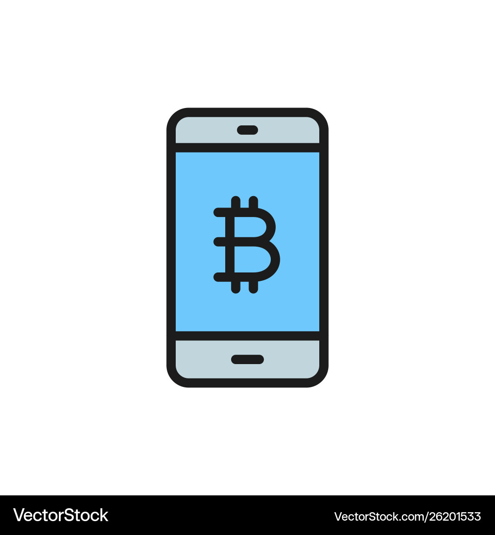 Smartphone display with bitcoin sign blockchain Smartphone display with bitcoin sign blockchain vector image