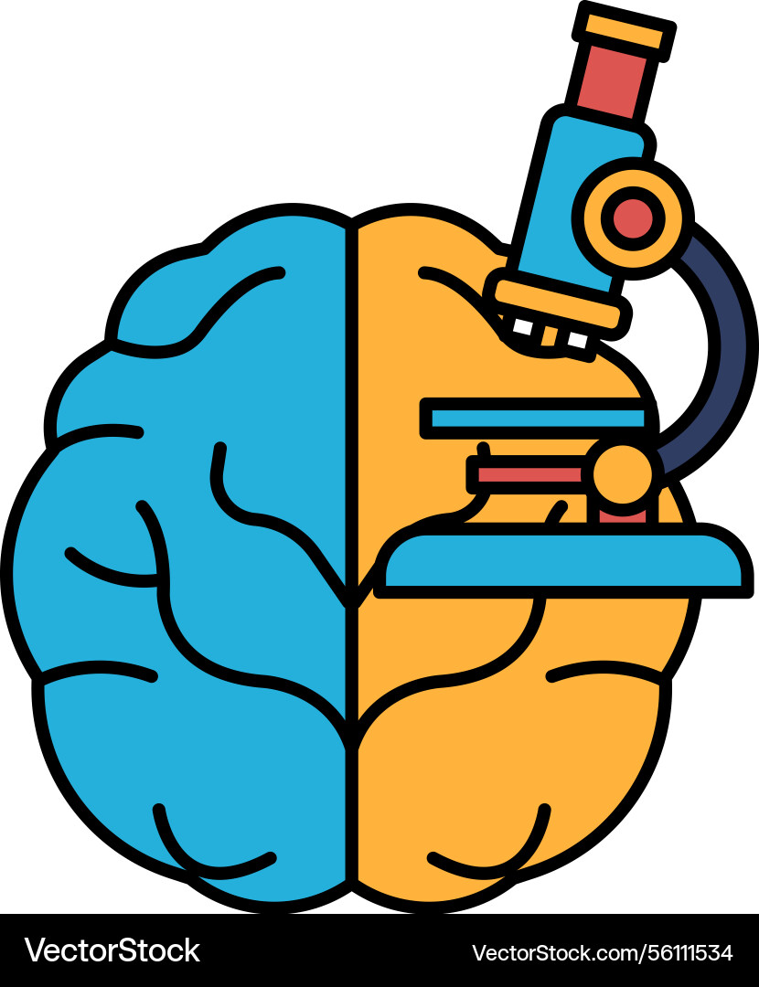 A brain with microscope Vector Image