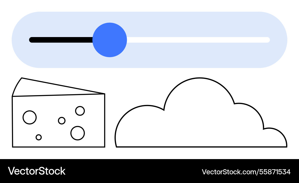 Adjustable slider with cheese and cloud combining vector image
