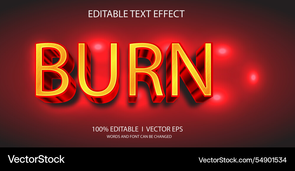 Burn 3d text effect with modern style design Burn 3d text effect with modern style design vector image