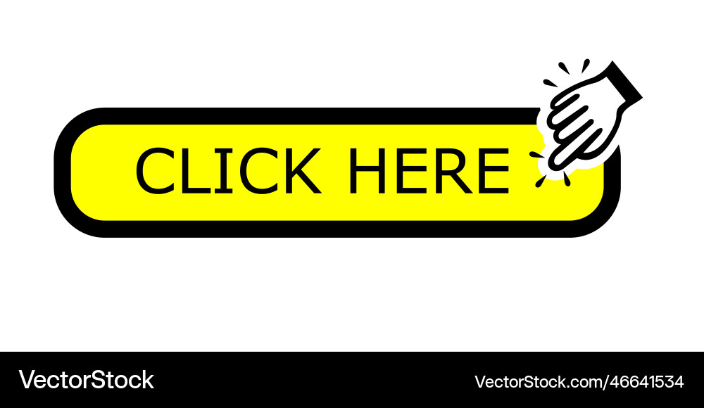 Click here button with hand pointer clicking Vector Image