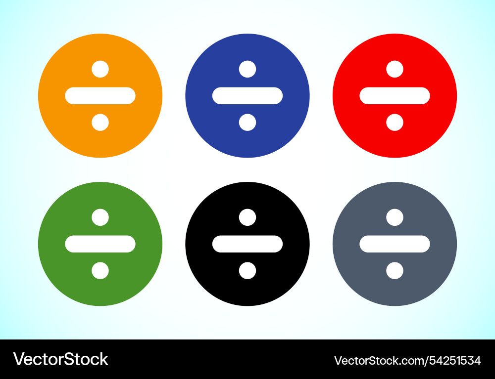 Divide icon design set math symbol Divide icon design set math symbol Vector Image