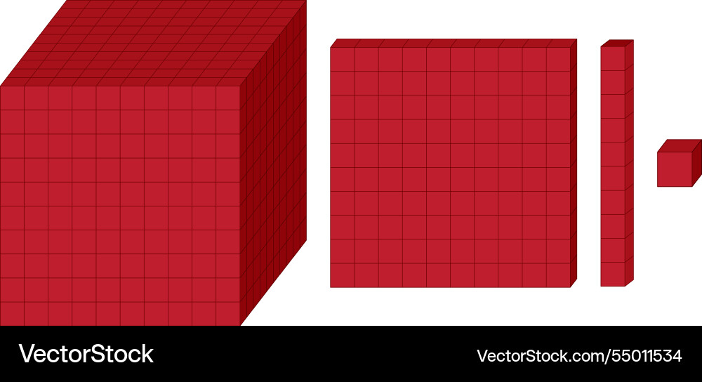 Fractions using red 3d blocks Fractions using red 3d blocks vector image