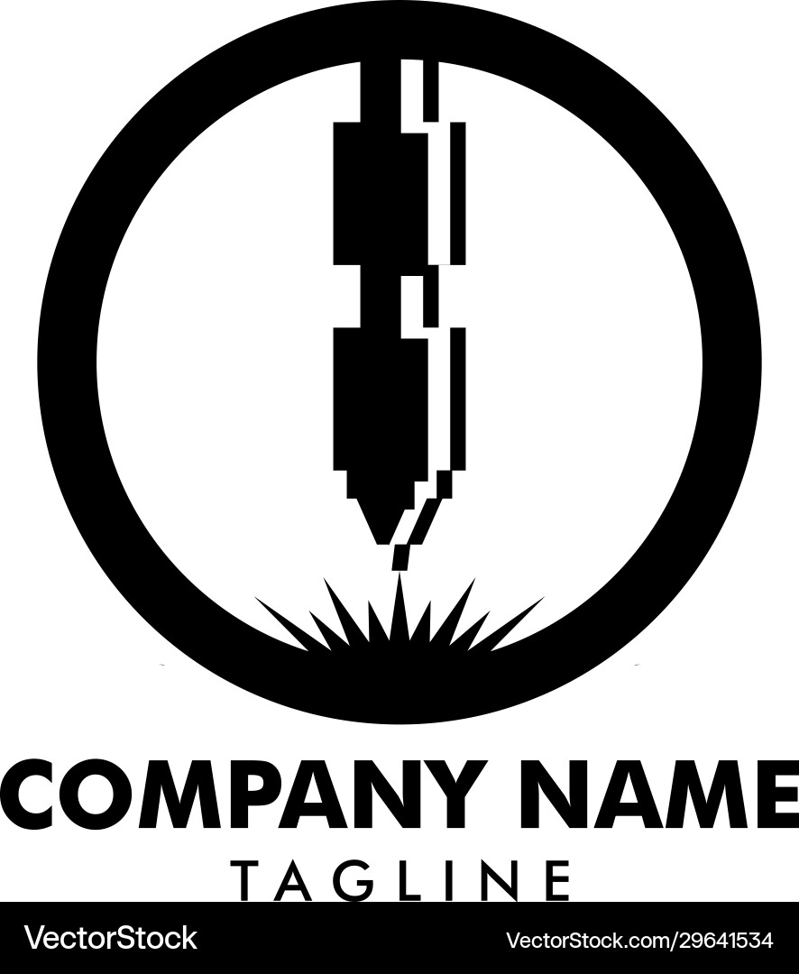 Laser cutting machine logo design icon cnc Vector Image