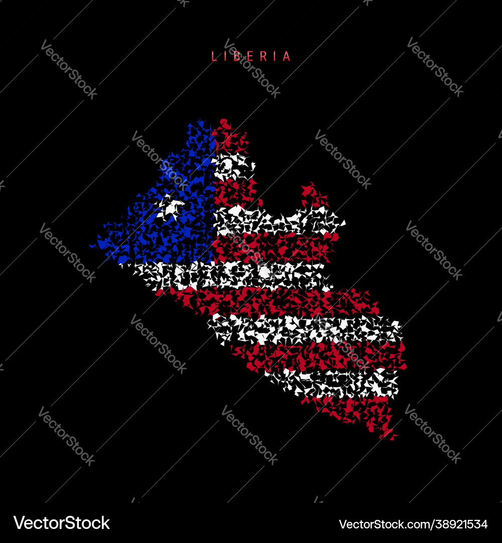 Liberia flag map chaotic particles pattern Liberia flag map chaotic particles pattern vector image