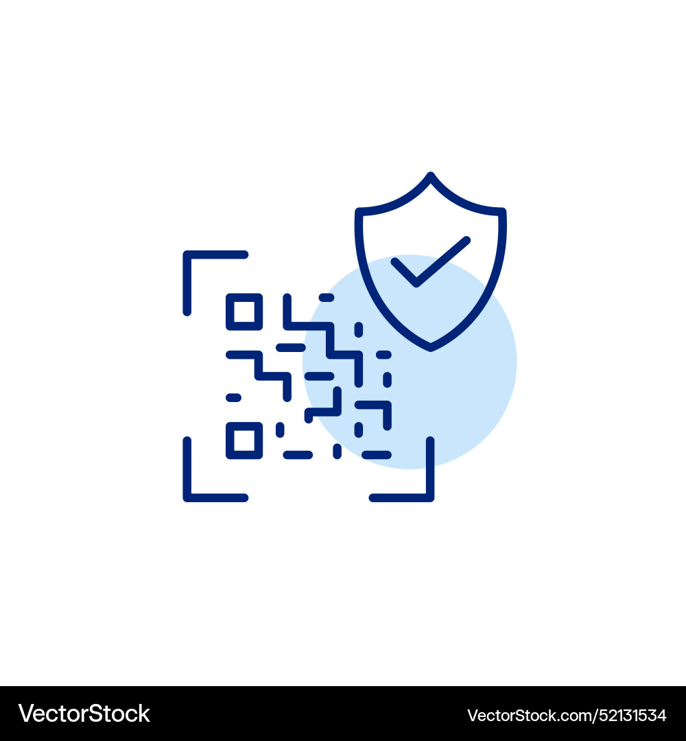 Qr code security shield and checkmark Qr code security shield and checkmark Vector Image