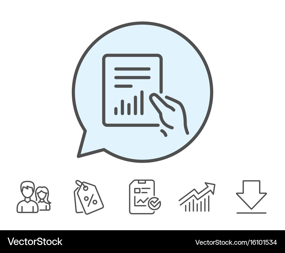 Report document line icon analysis chart vector image