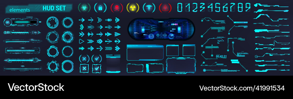 Sci-Fi HUD & UI Elements vector image