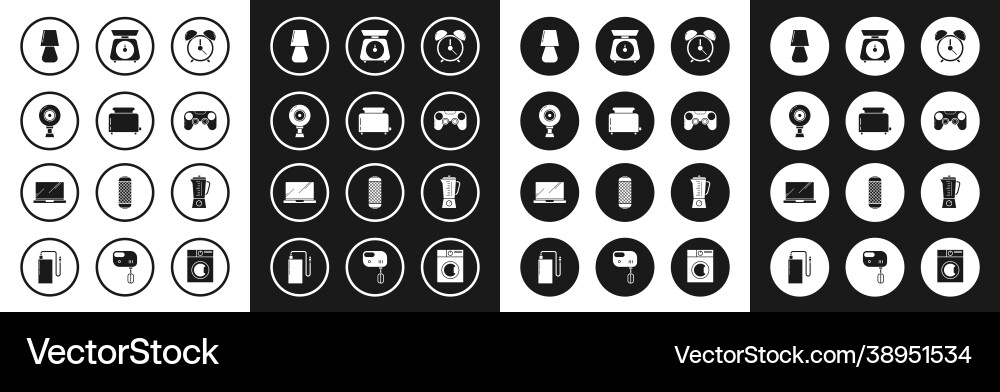 Set alarm clock toaster with toasts web camera Set alarm clock toaster with toasts web camera Vector Image