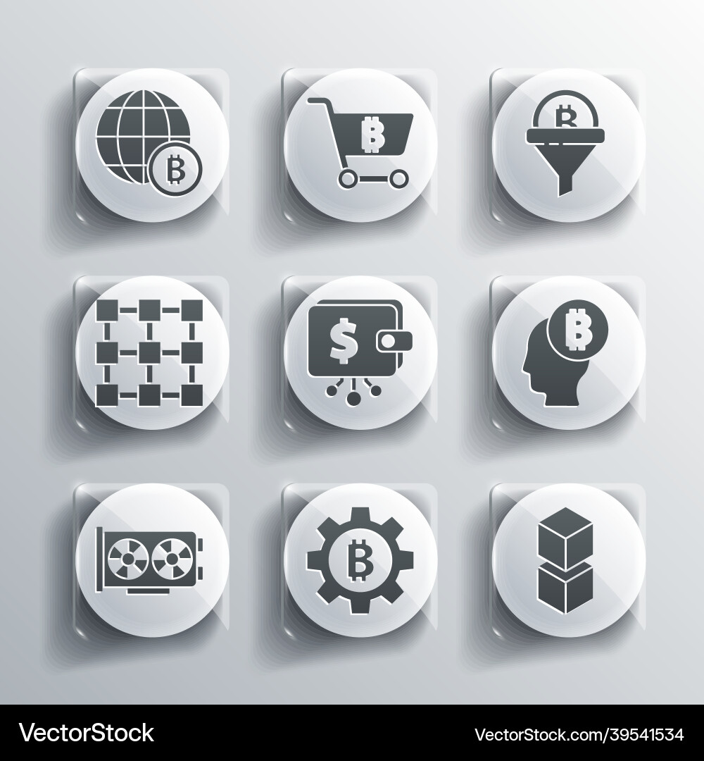 Set cryptocurrency coin bitcoin blockchain Set cryptocurrency coin bitcoin blockchain Vector Image