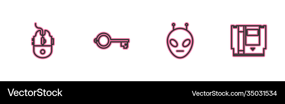 Set line computer mouse gaming alien ancient key Set line computer mouse gaming alien ancient key vector image