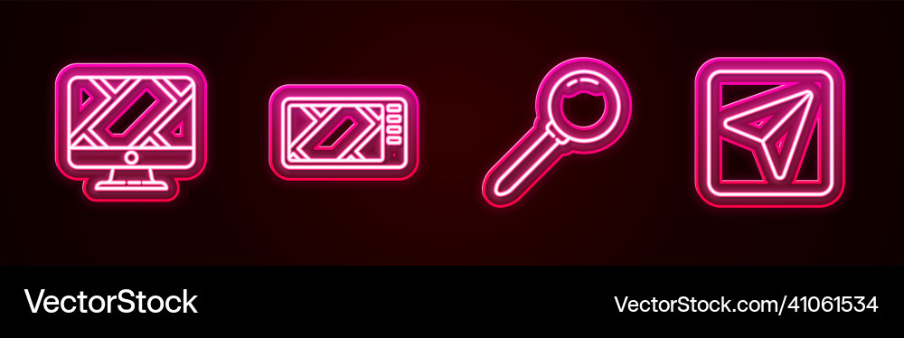 Set line monitor with location marker gps device Vector Image