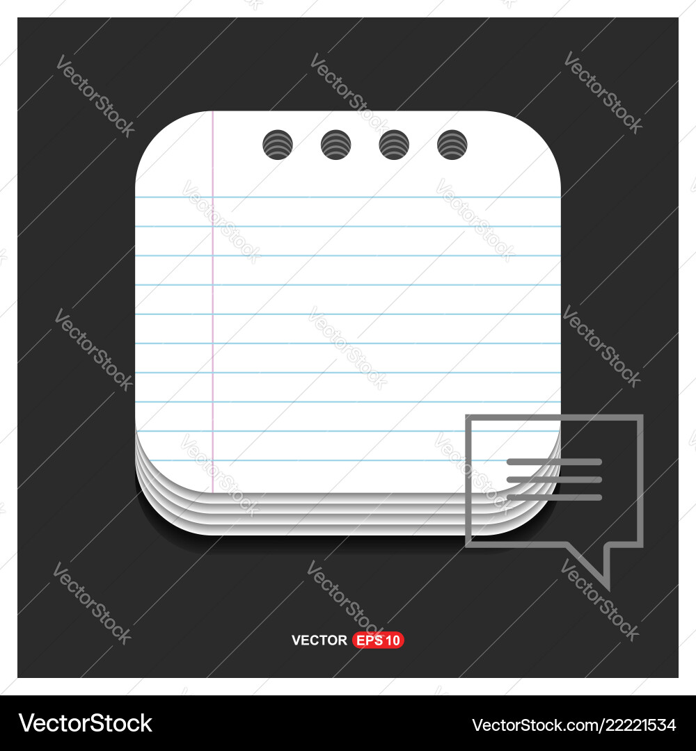 Speech bubble icon gray on notepad style vector image