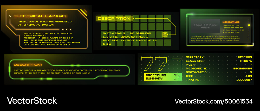 Virtual reality cyberpunk hud interface ci-fi Virtual reality cyberpunk hud interface ci-fi vector image