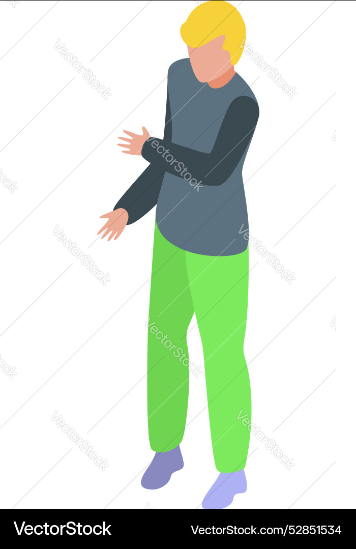 Young man explaining something using hand gestures Young man explaining something using hand gestures vector image