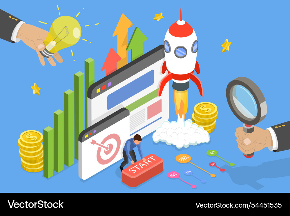 3d isometric flat of business Royalty Free Vector Image