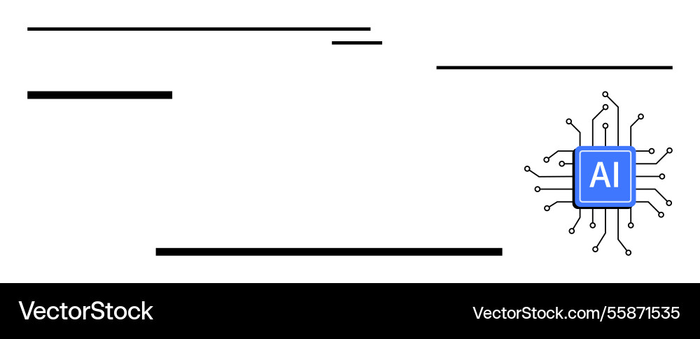 Artificial intelligence chip with circuit lines vector image