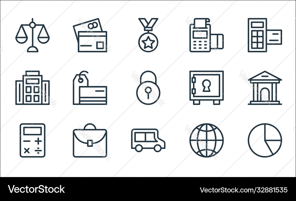 Banking and finance line icons linear set quality Banking and finance line icons linear set quality vector image