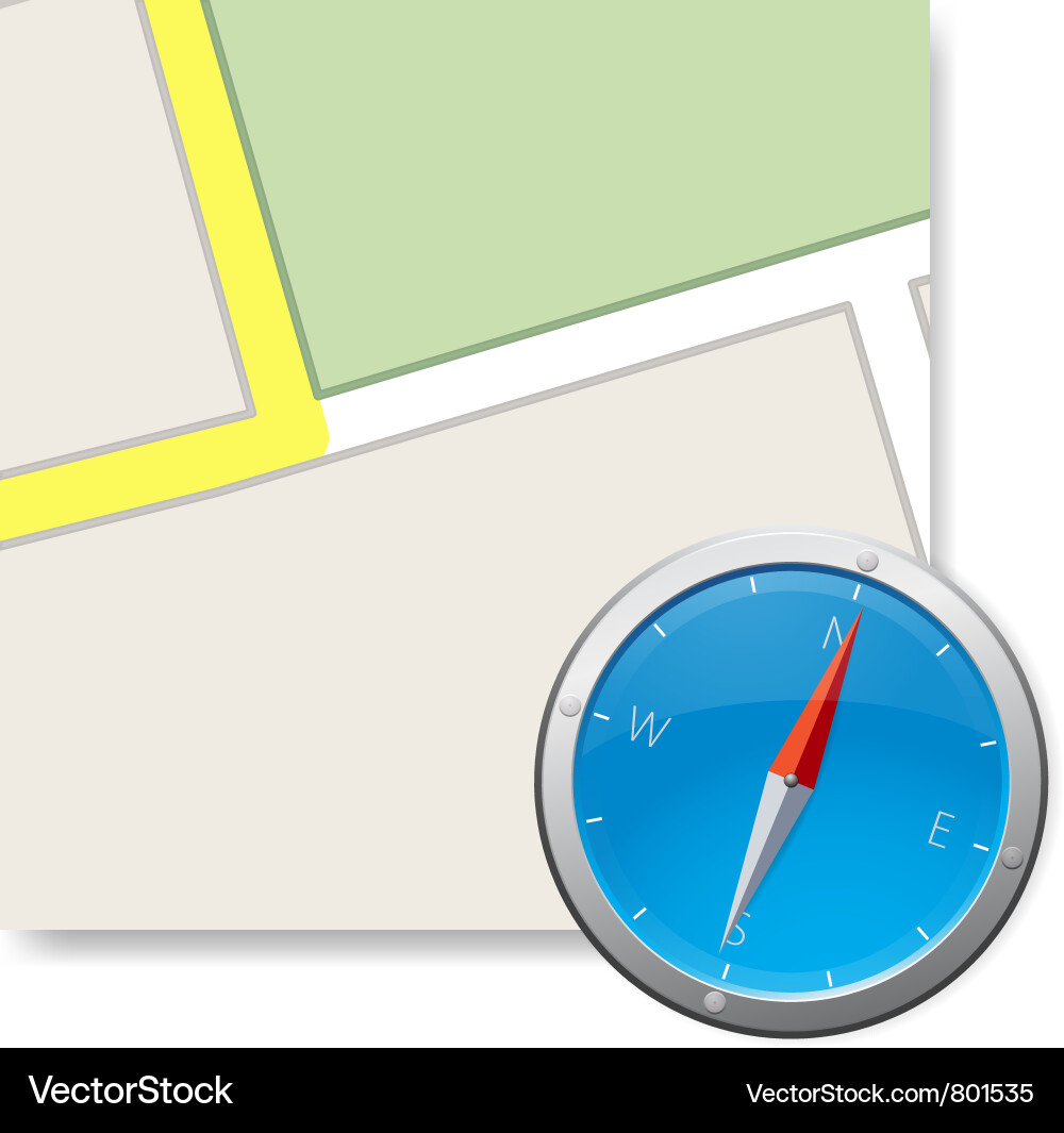 Compass and part of map vector image