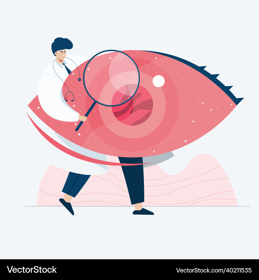 Doctor researching web template cartoon style Doctor researching web template cartoon style vector image