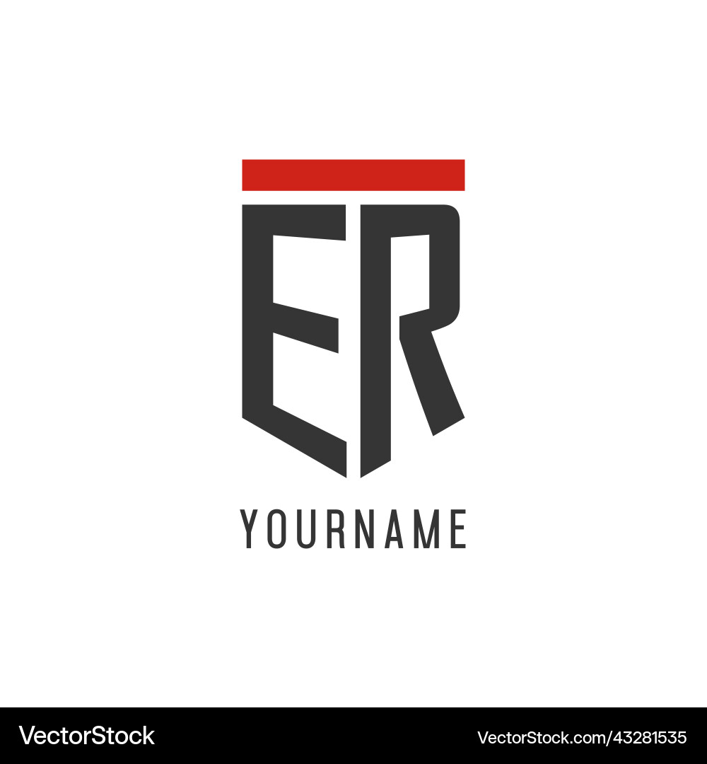 Er initial esport logo with simple shield design vector image