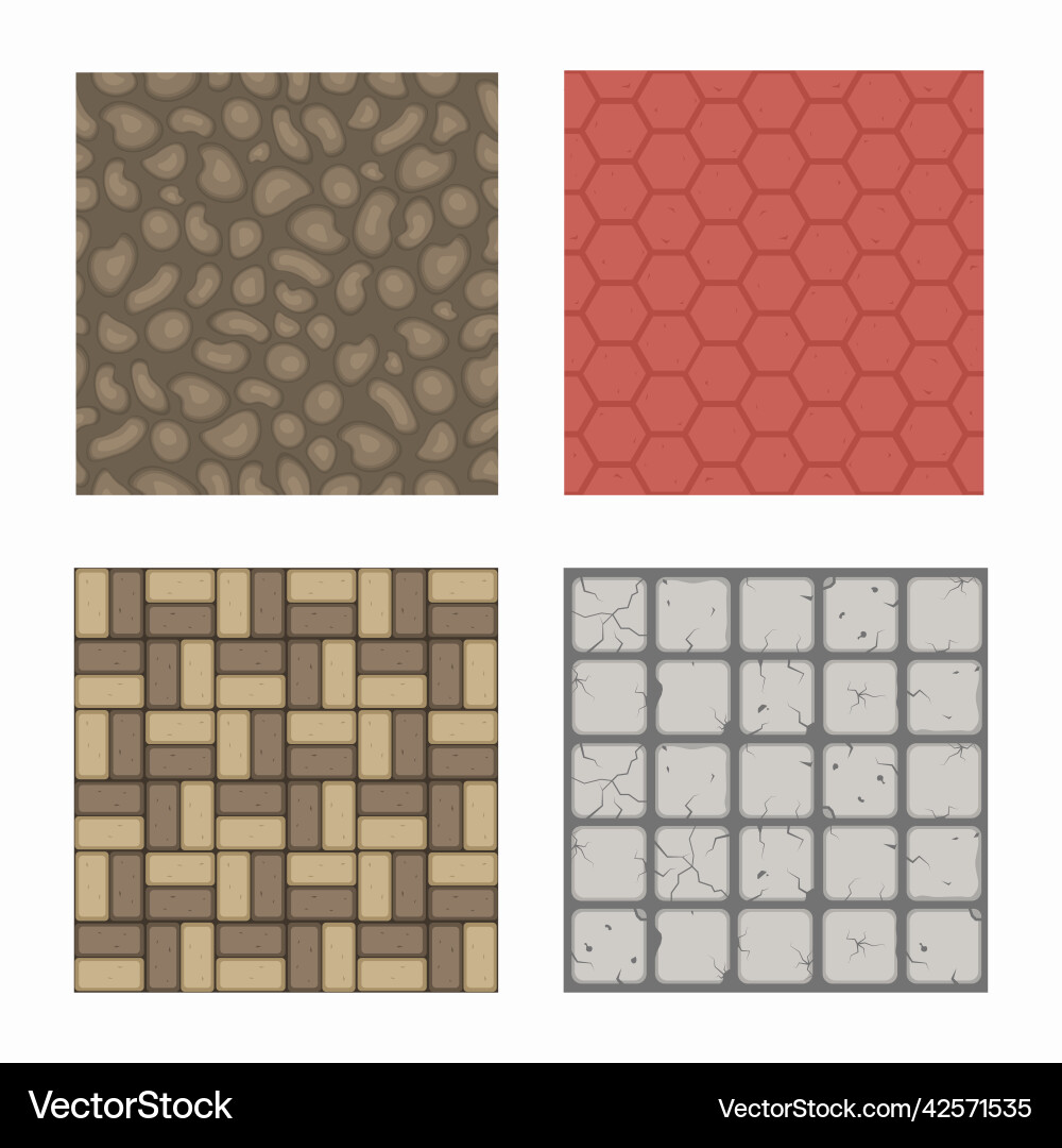 Flat set ground textures for game patterns Flat set ground textures for game patterns vector image