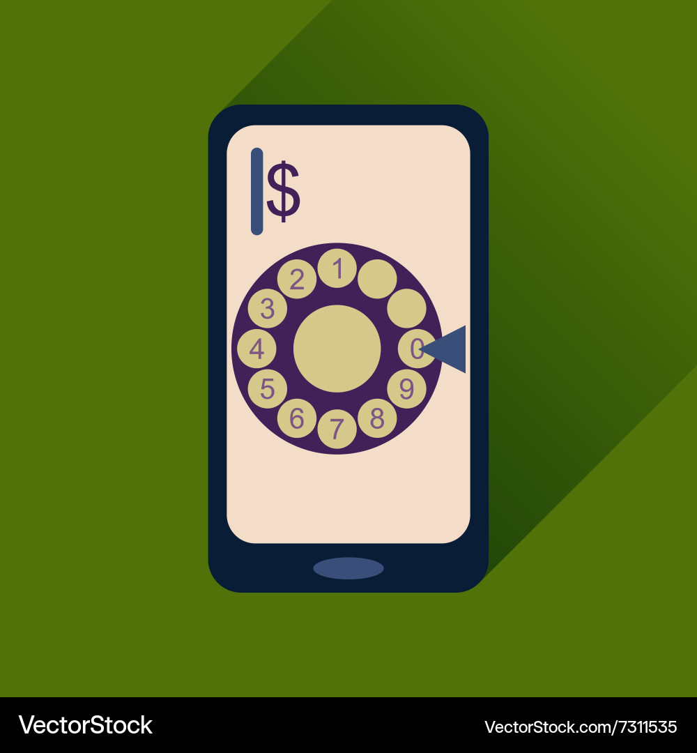 Flat web icon with long shadow mobile call vector image