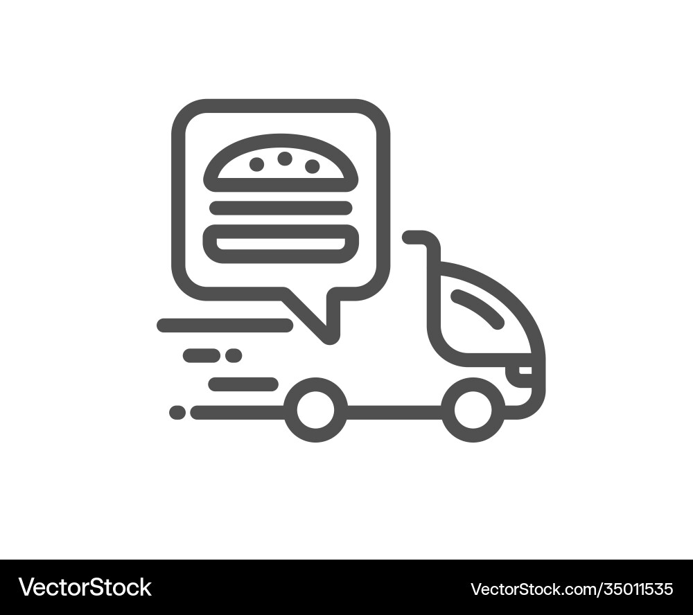 Food Delivery Lkw-Linie Ikone kontaktlose Mahlzeit Food Delivery Lkw-Linie Ikone kontaktlose Mahlzeit vektorbild