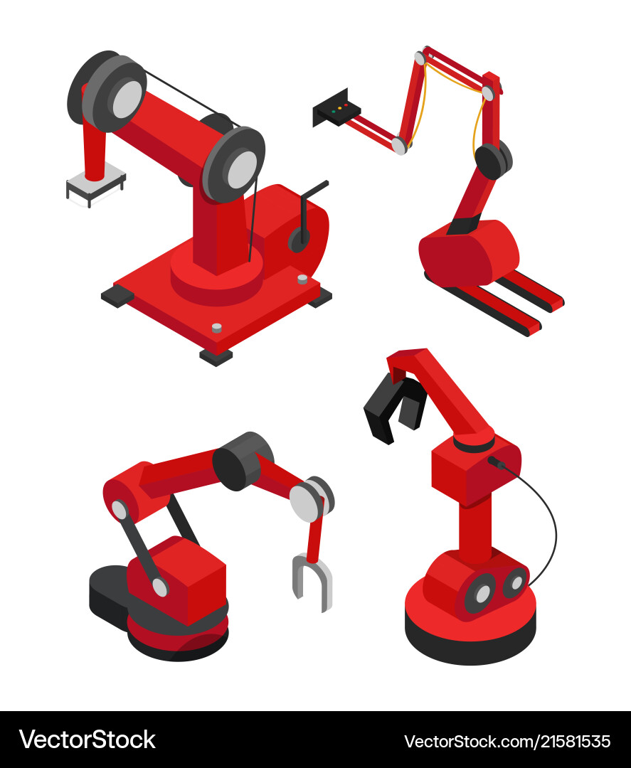 Industrial robots set for efficient production Industrial robots set for efficient production Vector Image