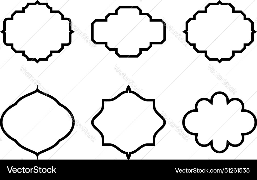 Label frame shape line pictogram symbol visual set Vector Image