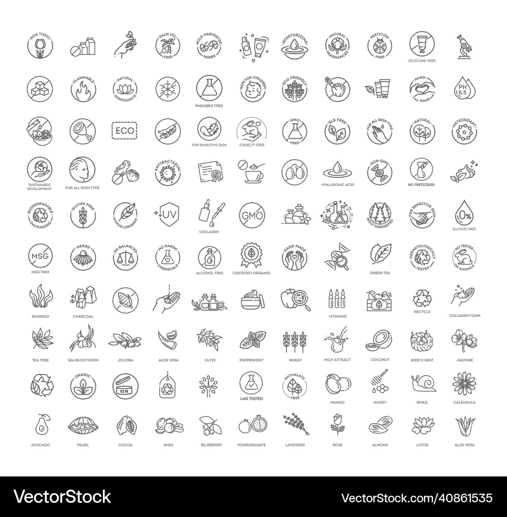 Natürliche organische Kosmetik vegane Lebensmittel-Symbole Natürliche organische Kosmetik vegane Lebensmittel-Symbole vektorbild