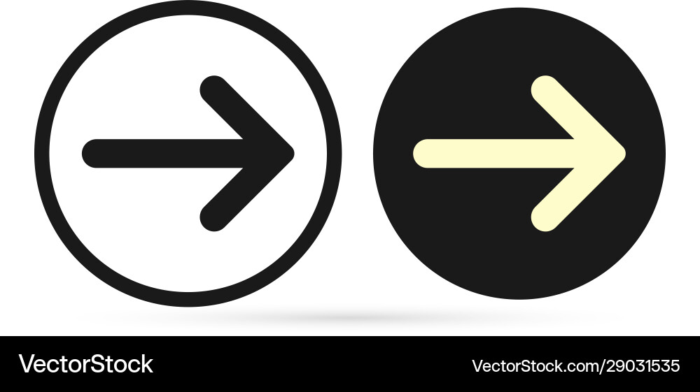 Outline button arrow icon set isolated on white Vector Image