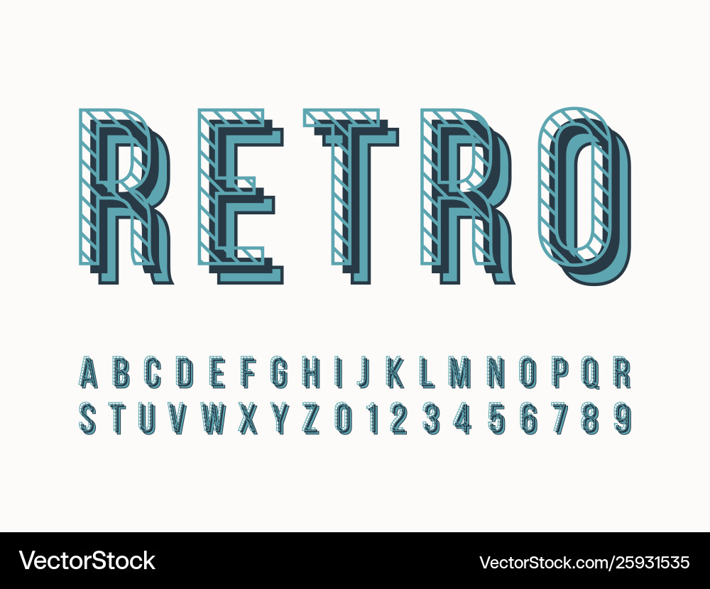 Retro font and alphabet stock Retro font and alphabet stock vector image