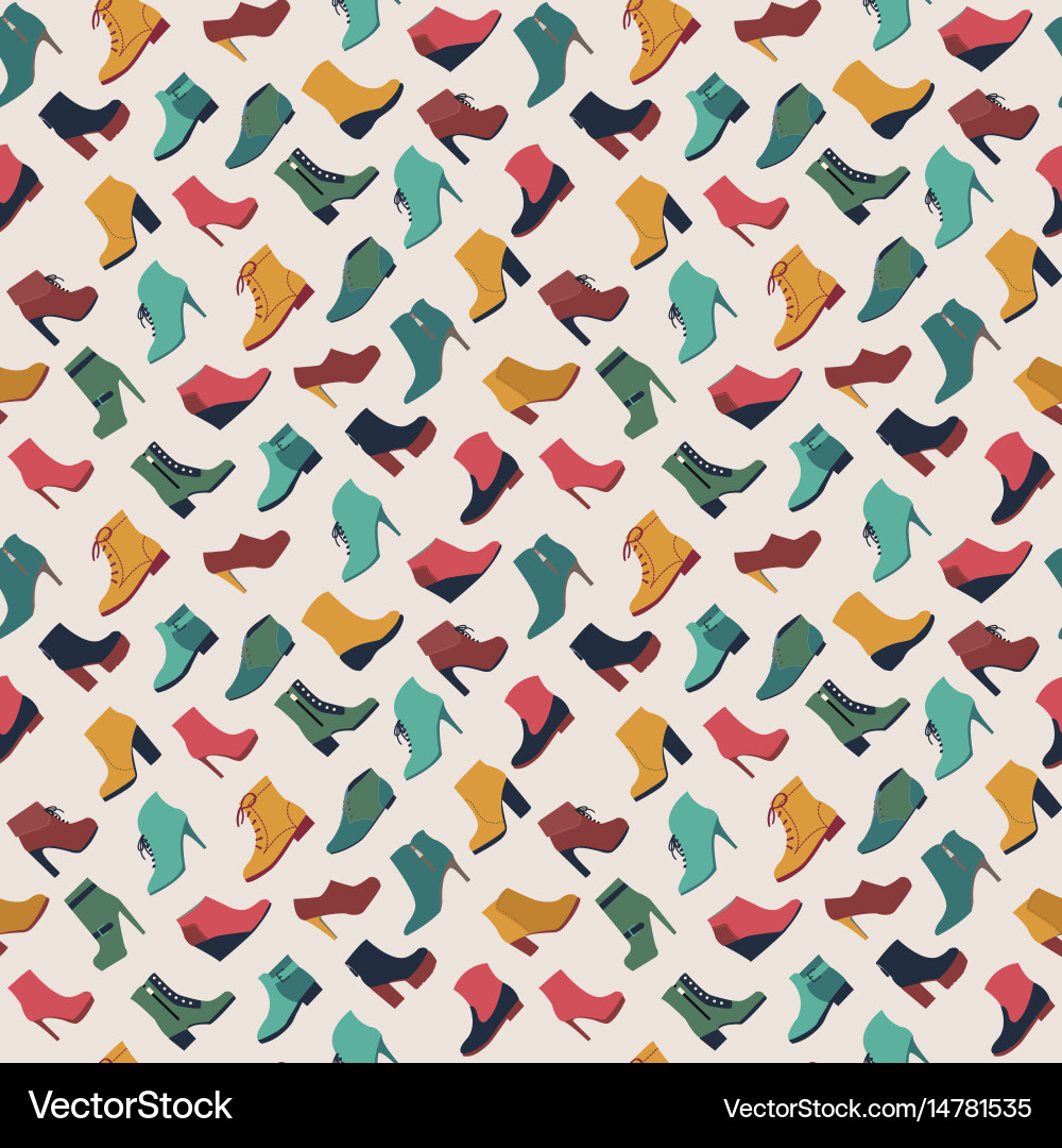 Seamless pattern with different types of shoes Vector Image