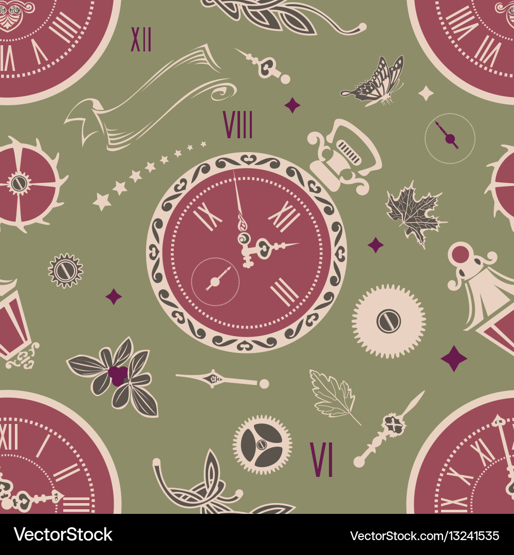 Seamless patterns clock vector image