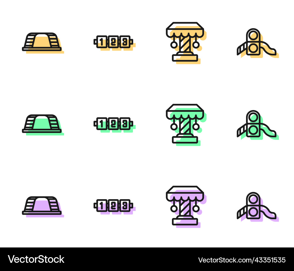 Set line attraction carousel monkey bar Vector Image