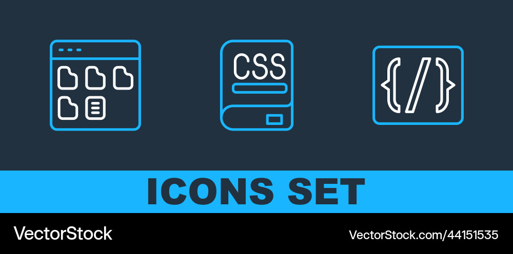 Set line programming language syntax browser Set line programming language syntax browser Vector Image