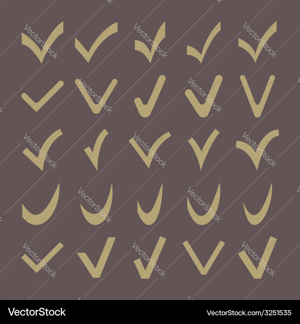 Set of 25 different check marks vector image