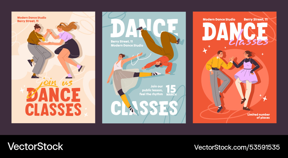 Set of event posters dancing master class from Set of event posters dancing master class from vector image