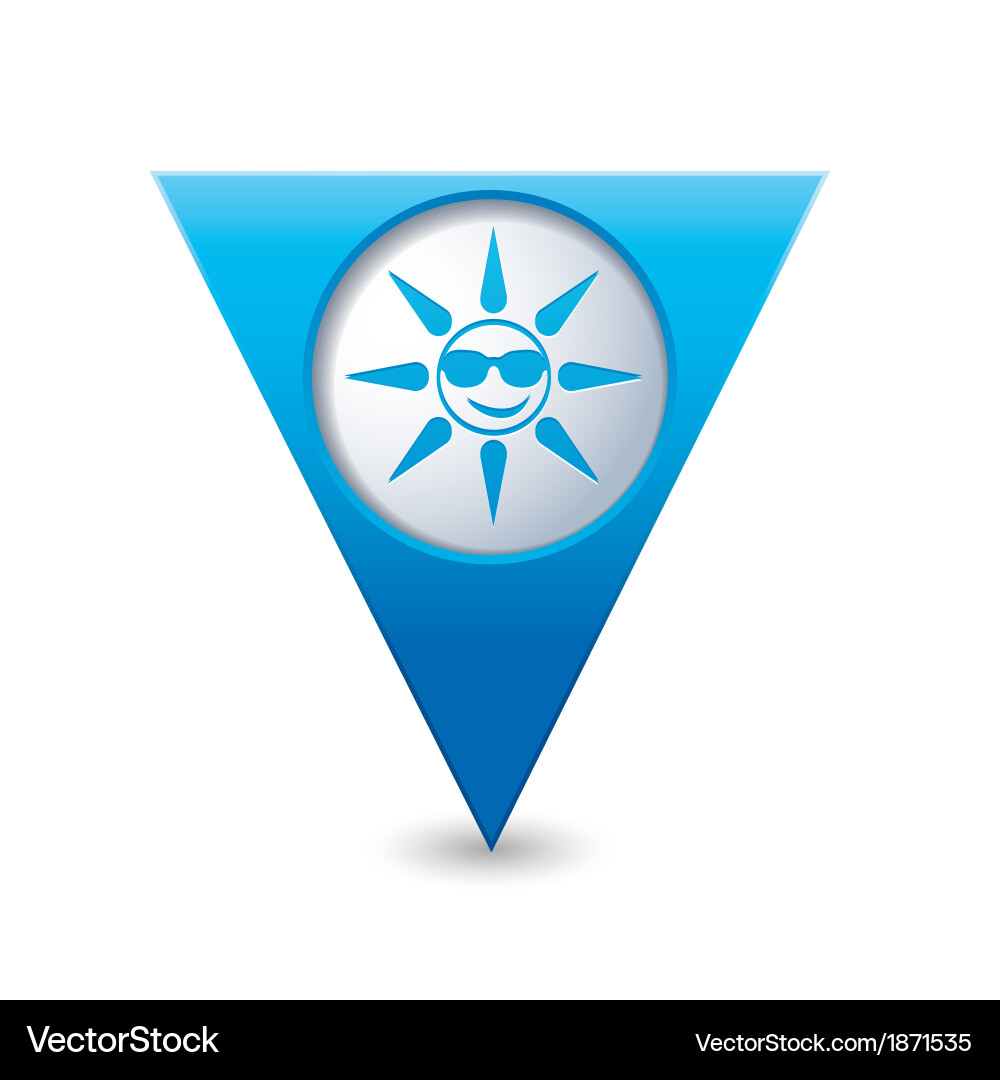 Sun symbol map pointer blue vector image