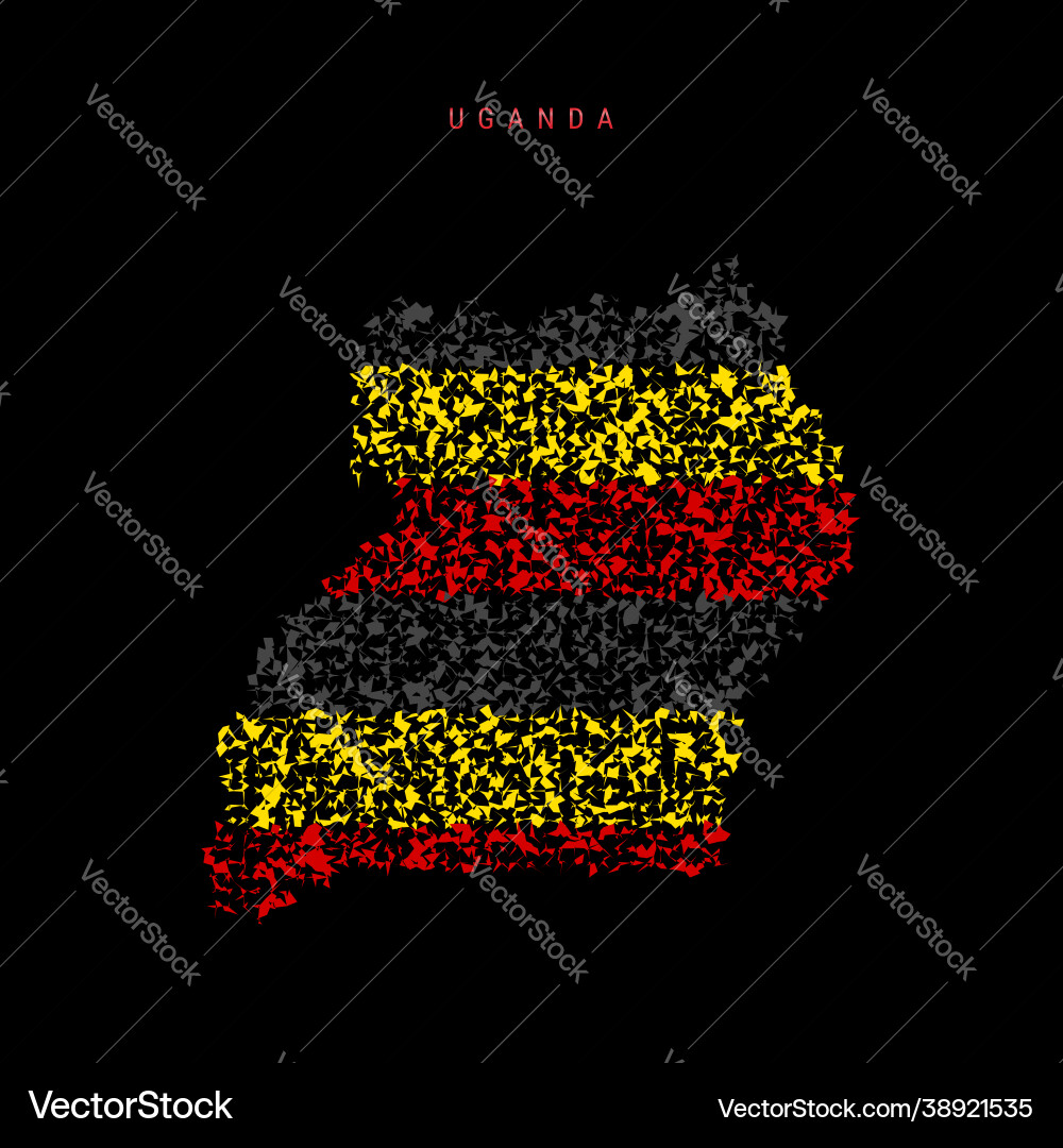 Uganda flag map chaotic particles pattern Vector Image